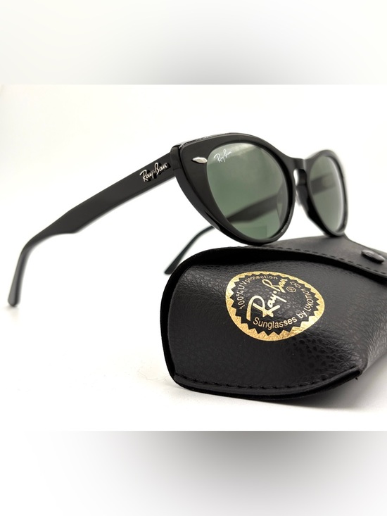 Ray-Ban Black Cat-Eye Sunglasses RB4314N 601/31 54-140 Green G-15 - Picture 4 of 13